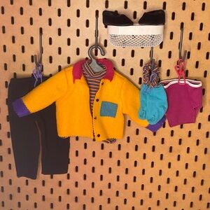 American Girl doll outfit - First Day Outfit - yellow jacket, striped t